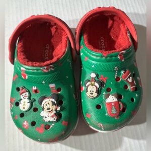 Kids toddler Crocs C7 Disney Mickey Christmas Lined Clogs Minnie Mouse Holiday